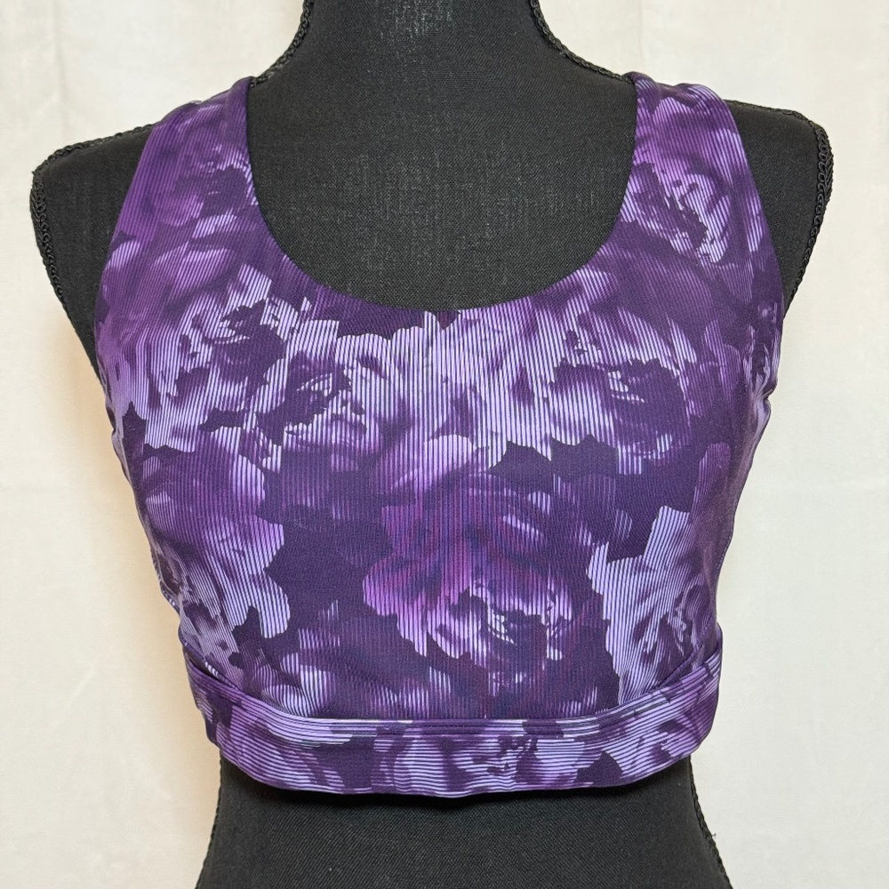 PREPOWNED Athleta Purple Floral Sports Bra – Size Large